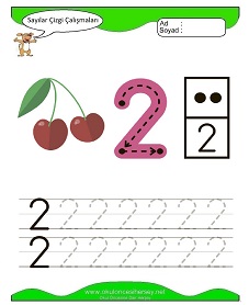 2 Rakamı Çizgi Çalışmaları Çalışma Sayfaları